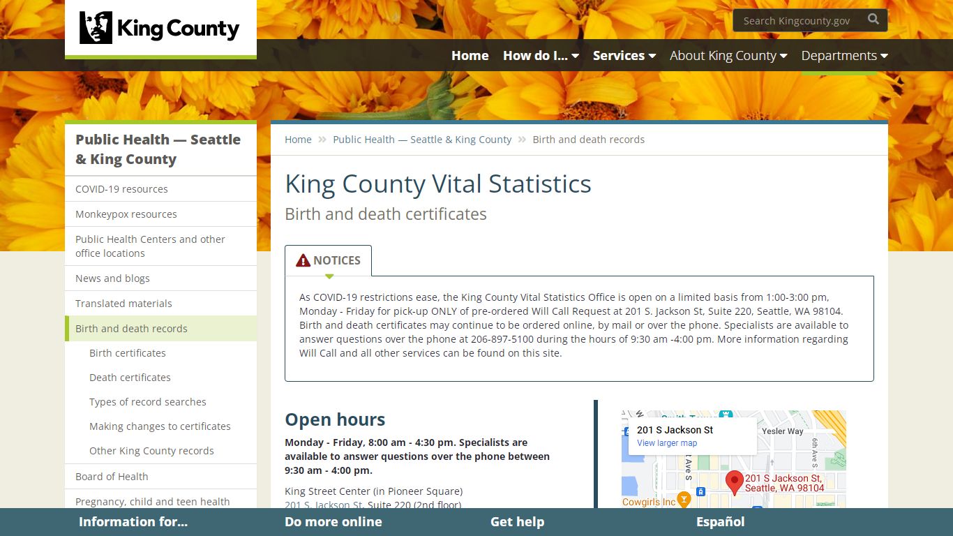 King County Vital Statistics - King County